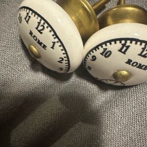 White and Gold Clock Face Drawer Knobs